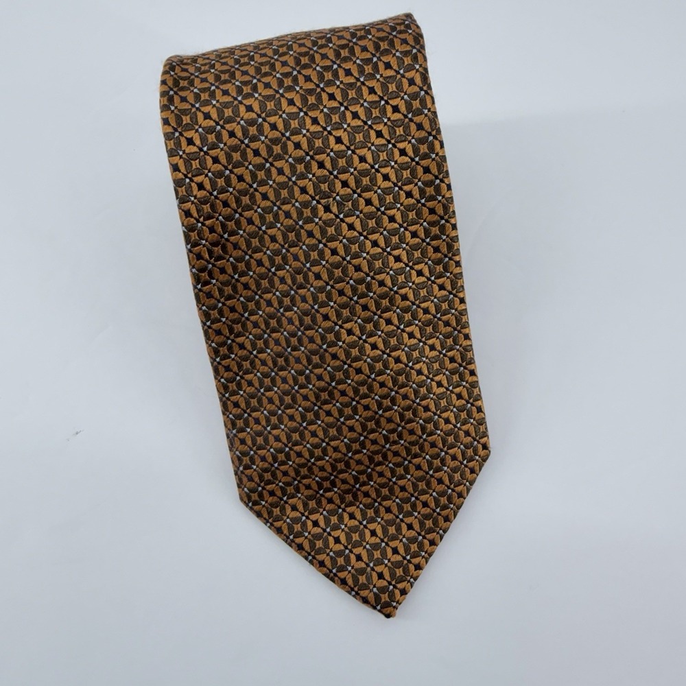 Canali 1934 Luxury Tie Men 100% Silk Made in Italy Brown Geometric